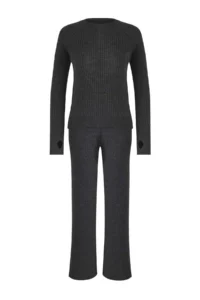 TRENDYOLMİLLA Anthracite Stone Basic Finger Detailed Knitwear Top and Bottom Set - Image 8