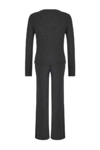 TRENDYOLMİLLA Anthracite Stone Basic Finger Detailed Knitwear Top and Bottom Set - Image 9