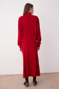 TRENDYOLMİLLA Dark Rejection Turtleneck Knitwear Etekli Top and Bottom Set - Image 4