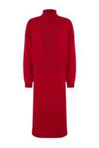 TRENDYOLMİLLA Dark Rejection Turtleneck Knitwear Etekli Top and Bottom Set - Image 5
