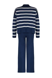 TRENDYOLMİLLA Navy Blue Striped Knitwear Pantolonlu Top and Bottom Set - Image 8