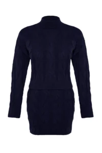 TRENDYOLMİLLA Navy Blue Crop Dog collar Etekli Knitwear Top and Bottom Set - Image 6