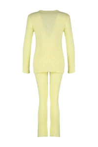 TRENDYOLMİLLA Yellow slit Knitwear Top and Bottom Set - Image 8