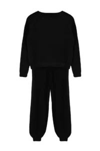 TRENDYOLMİLLA Black Boucle Thread Textured Button Detailed Knitwear Top and Bottom Set - Image 7