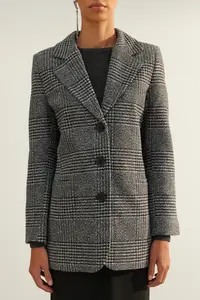 TRENDYOLMİLLA Gray Premium Wool Look Regular Lined Weaving Plaid Blazer Jacket - Image 9