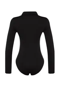 TRENDYOLMİLLA Black Zipper Collar Detailed snaps Flexible Knitting Bodysuit .D.00005 - Image 8