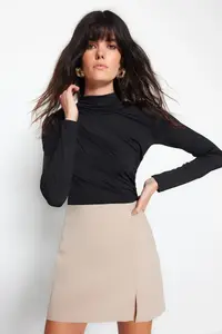 TRENDYOLMİLLA Black Ruffle Detailed Dog collar snaps Flexible Knitting Bodysuit .D.00014 - Image 3