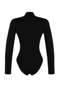 TRENDYOLMİLLA Black Ruffle Detailed Dog collar snaps Flexible Knitting Bodysuit .D.00014 - Image 9