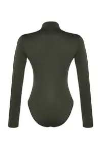 TRENDYOLMİLLA Khaki Ruffle Detailed Dog collar snaps Flexible Knitting Bodysuit .D.00014 - Image 8