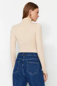 TRENDYOLMİLLA Stone Gather Detailed Dog collar snaps Flexible Knitting Bodysuit .D.00014 - Image 6