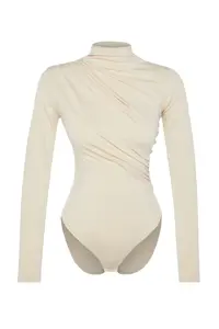 TRENDYOLMİLLA Stone Gather Detailed Dog collar snaps Flexible Knitting Bodysuit .D.00014 - Image 7