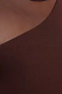 TRENDYOLMİLLA Brown Tulle Detailed snaps Flexible Knitting Bodysuit .D.00021 - Image 4
