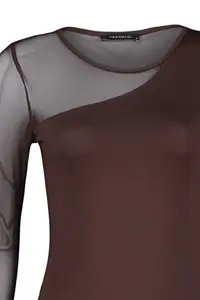 TRENDYOLMİLLA Brown Tulle Detailed snaps Flexible Knitting Bodysuit .D.00021 - Image 7