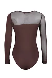 TRENDYOLMİLLA Brown Tulle Detailed snaps Flexible Knitting Bodysuit .D.00021 - Image 8