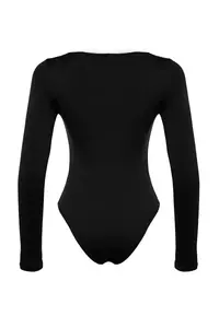TRENDYOLMİLLA Black slim snaps Cowl Neck Long Sleeve Soft Fabric Flexible Knitting Bodysuit .D.00031 - Image 8