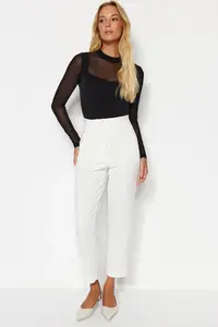 TRENDYOLMİLLA Black slim Tulle Detailed Long Sleeve Dog collar Flexible Knitting Bodysuit .D.00049 - Image 2
