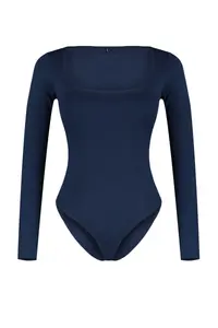TRENDYOLMİLLA Navy Blue Fitted Square Neck Bottom snaps Knitting Bodysuit .D.00062 - Image 6