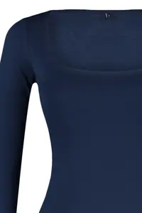 TRENDYOLMİLLA Navy Blue Fitted Square Neck Bottom snaps Knitting Bodysuit .D.00062 - Image 7
