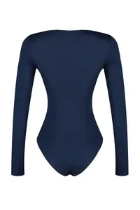 TRENDYOLMİLLA Navy Blue Fitted Square Neck Bottom snaps Knitting Bodysuit .D.00062 - Image 8