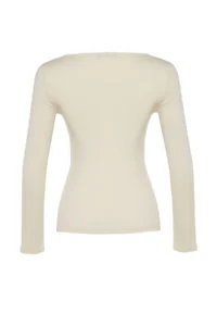 TRENDYOLMİLLA Stone Cotton Flexible Square Neck Fitted Knitting Blouse - Image 8