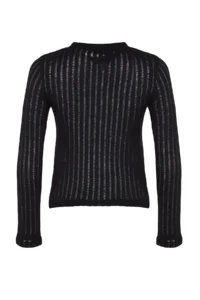 TRENDYOLMİLLA Black Transparan Knitwear look Material Regular Size Crew Neck Knitting Blouse - Image 12
