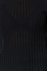 TRENDYOLMİLLA Black Transparan Knitwear look Material Regular Size Crew Neck Knitting Blouse - Image 7