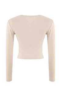 TRENDYOLMİLLA Stone Viscose Crew Neck Crop Flexible Knitting Blouse - Image 7