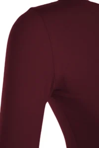 TRENDYOLMİLLA Dark Burgundy Cotton Low-cut back Fitted Flexible Knitting Blouse - Image 9