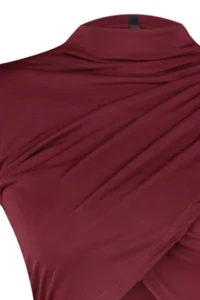 TRENDYOLMİLLA Burgundy Dog collar Draped Body-fitting Flexible Knitting Crop Blouse - Image 8