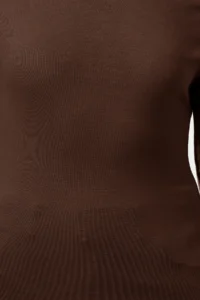 TRENDYOLMİLLA Brown Plain Soft Fabric Fitted Boat Neck Knitting Blouse - Image 3