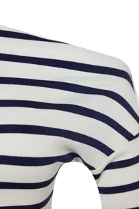 TRENDYOLMİLLA Navy Blue Striped Soft Fabric Fitted Boat Neck Knitting Blouse - Image 12