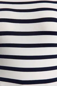 TRENDYOLMİLLA Navy Blue Striped Soft Fabric Fitted Boat Neck Knitting Blouse - Image 9