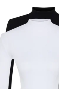 TRENDYOLMİLLA Black-White 2 Sets Package Ribbed Dog collar Fitted Long Sleeve Flexible Knitting Blouse - Image 16