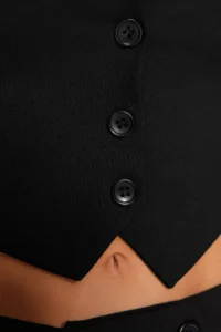TRENDYOLMİLLA Black Strapless Button Detailed Crop Weaving Blouse - Image 11