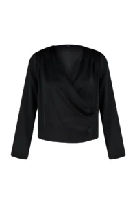 TRENDYOLMİLLA Black Double breasted Satin Weaving Blouse - Image 8