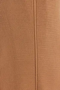 TRENDYOLMİLLA Beige Maxi V-neck gilet Knit Dress - Image 6