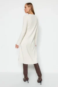 TRENDYOLMİLLA Ecru Midi Knitwear Super Wide Pattern Sweater Dress - Image 4