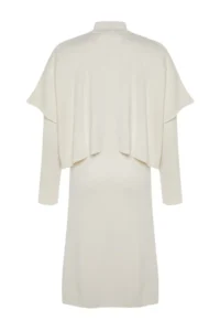 TRENDYOLMİLLA Ecru Midi Knitwear Super Wide Pattern Sweater Dress - Image 7