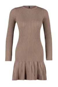 TRENDYOLMİLLA Mink Mini pleated Knit Dress - Image 6