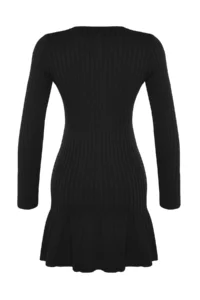 TRENDYOLMİLLA Black Mini pleated Knit Dress - Image 8