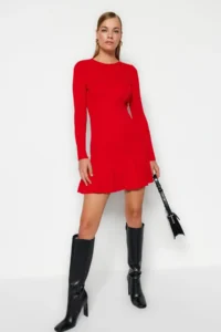 TRENDYOLMİLLA Rejection Mini pleated Knit Dress - Image 2