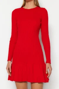 TRENDYOLMİLLA Rejection Mini pleated Knit Dress - Image 5