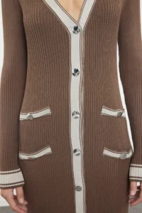 TRENDYOLMİLLA Mink Maxi Knitwear Color Bloklu Dress - Image 4
