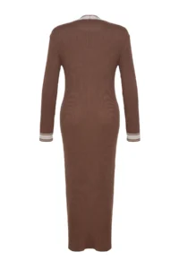 TRENDYOLMİLLA Mink Maxi Knitwear Color Bloklu Dress - Image 7