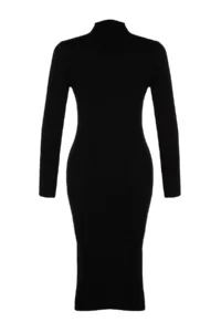 TRENDYOLMİLLA Black Midi Cut Out/Window Detailed Knit Dress - Image 8