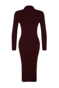 TRENDYOLMİLLA Plum Midi Cut Out/Window Detailed Knit Dress - Image 8