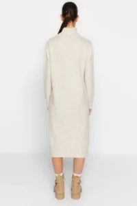 TRENDYOLMİLLA Stone Midi Wide Pattern Soft textured Knit Dress - Image 6