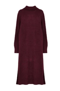 TRENDYOLMİLLA Burgundy Midi Wide Pattern Soft textured Knit Dress - Image 7