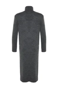 TRENDYOLMİLLA Anthracite Midi Wide Pattern Soft textured Knit Dress - Image 21