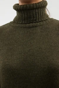 TRENDYOLMİLLA Khaki Midi Wide Pattern Soft textured Knit Dress - Image 4